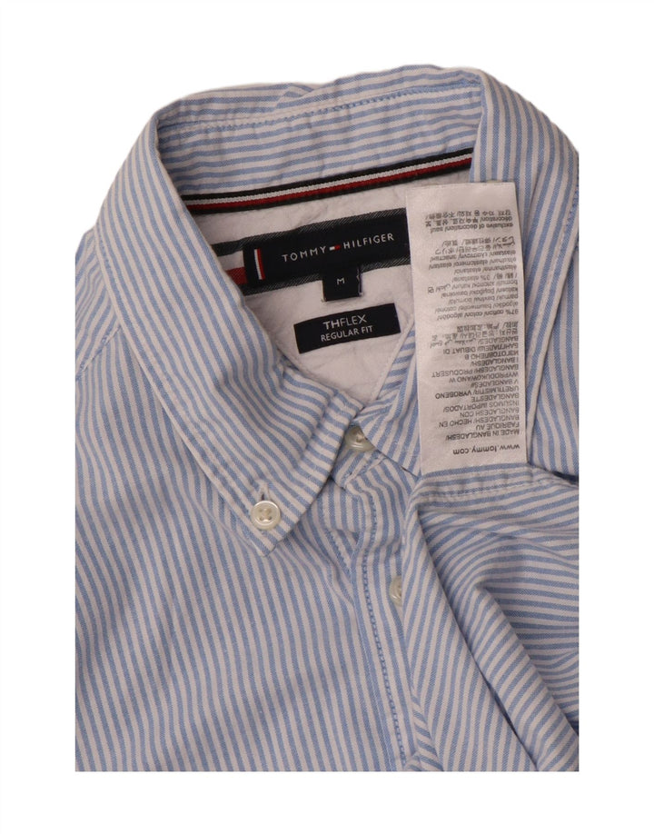 TOMMY HILFIGER Chemise Regular Fit Homme Bleu Moyen en Coton à Fines Rayures