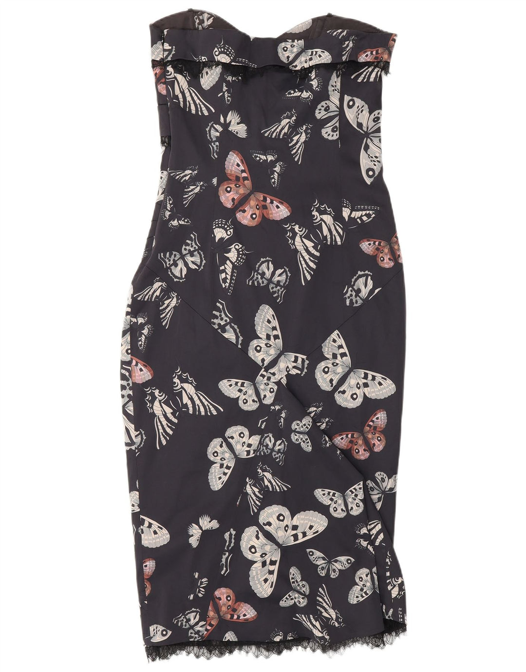 KAREN MILLEN Robe bustier femme UK 12 Papillon bleu marine moyen