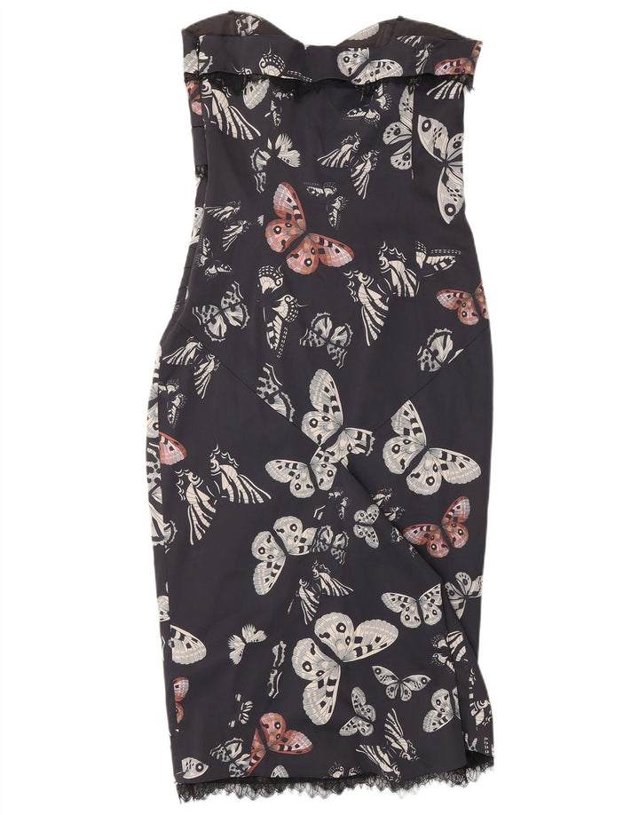 KAREN MILLEN Robe bustier femme UK 12 Papillon bleu marine moyen