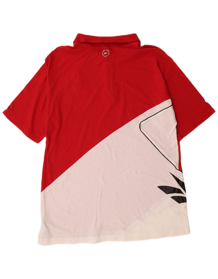 REEBOK Polo Graphique Homme 2XL Rouge Colorblock Coton