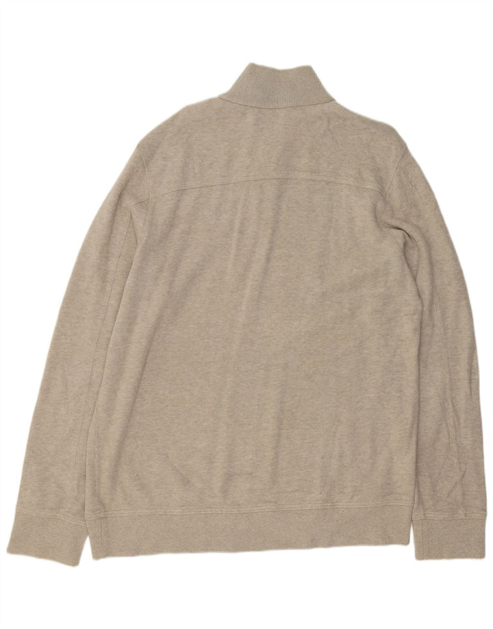 EDDIE BAUER Pull à col zippé pour homme XL en coton beige