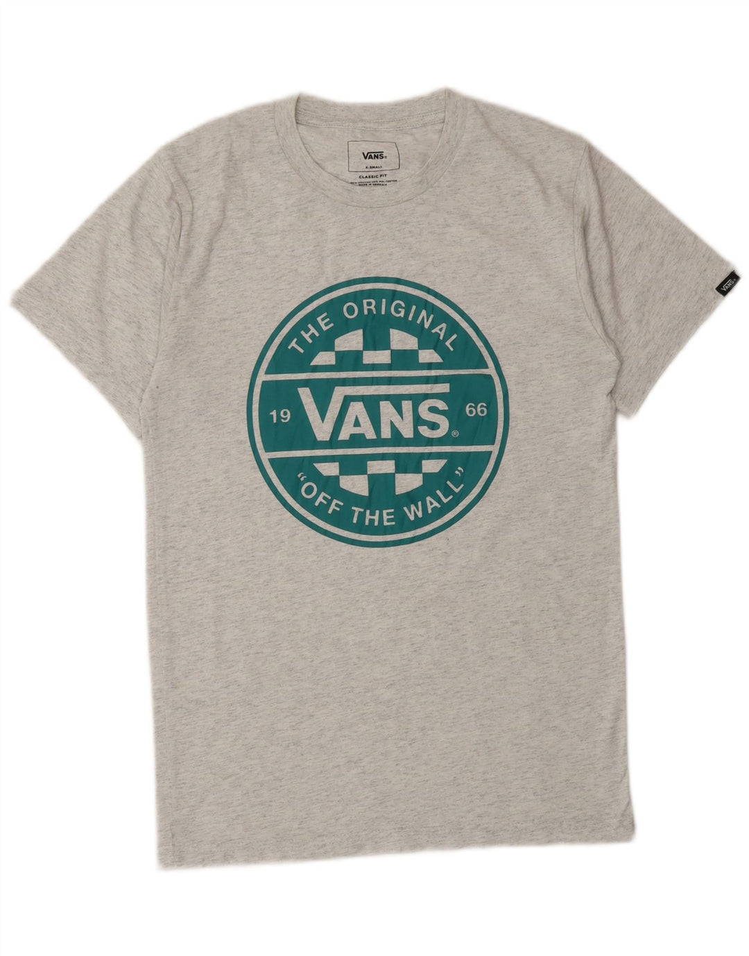 VANS T-shirt graphique coupe classique pour hommes XS gris coton moucheté