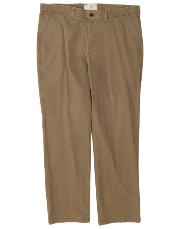 Marks & Spencer Pantalon Chino Coupe Regular Homme W36 L27 Coton Beige