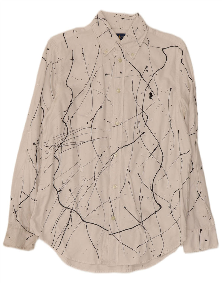 Ralph Lauren Chemise décontractée à motif abstrait pour femme US 6 Blanc moyen