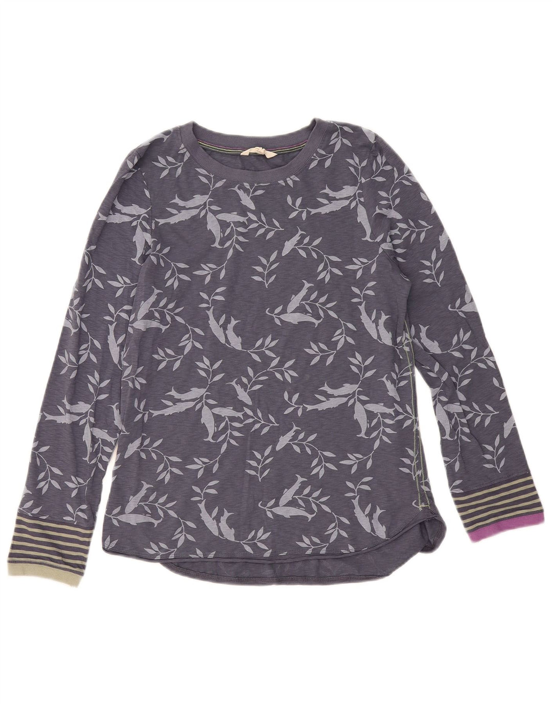 Top Femme White Stuff Manches Longues UK 12 Coton Floral Gris Moyen