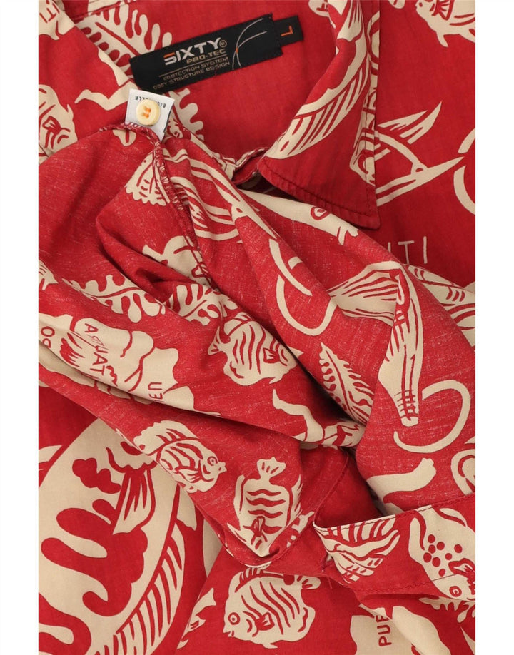 Chemise à manches courtes pour hommes Sixty Grand coton floral rouge