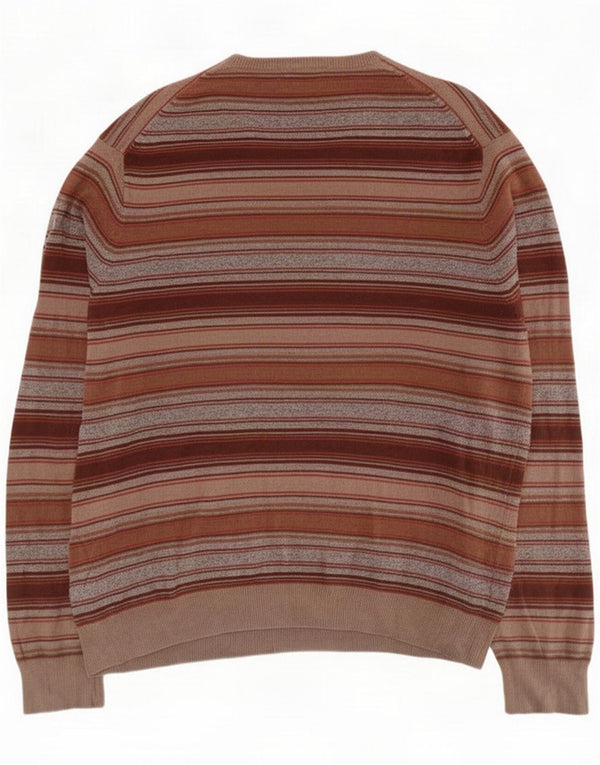Marks & Spencer Pull col V pour homme XL Viscose rayé marron
