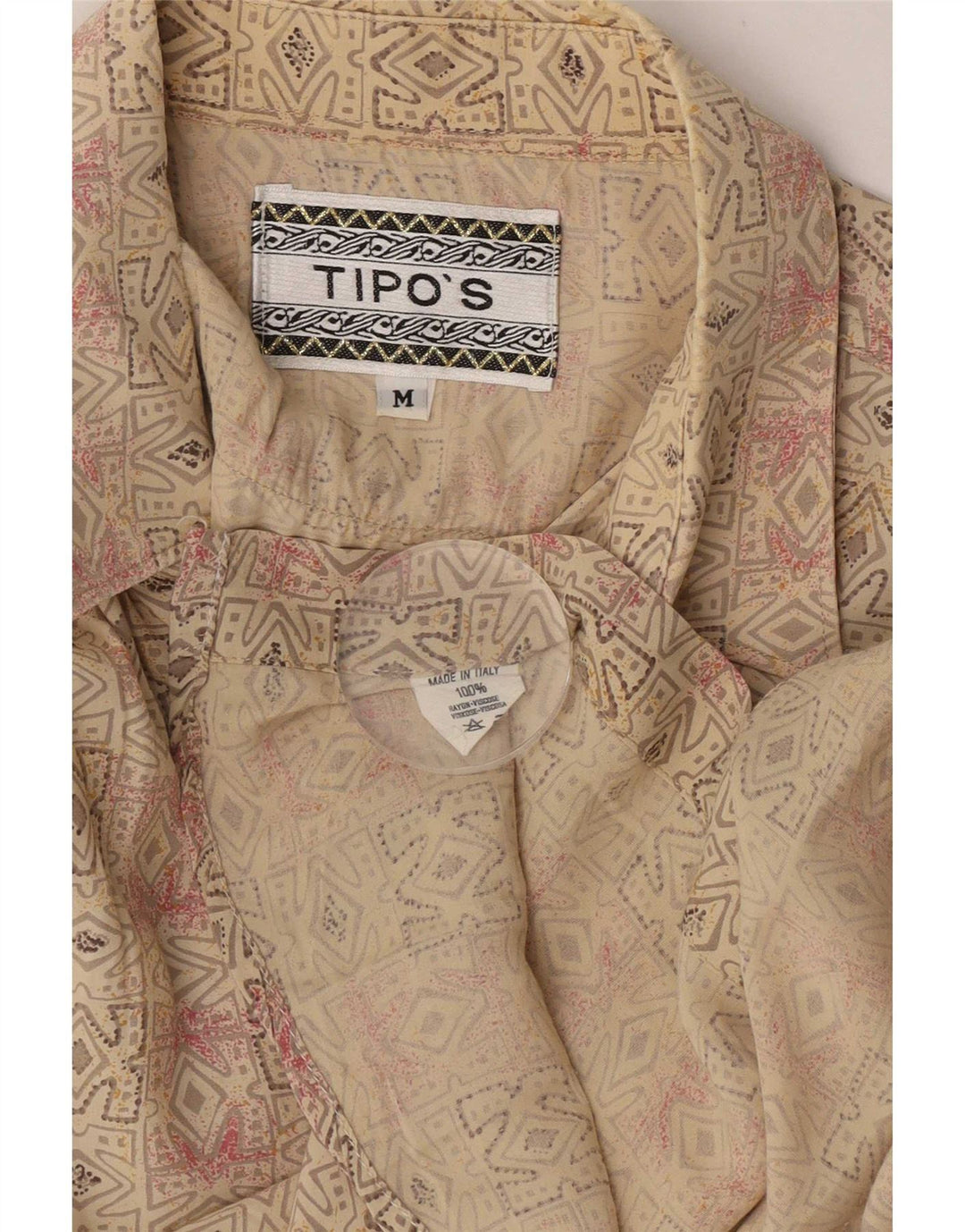 Tipo' S Chemise à Manches Courtes Homme Rayonne Géométrique Beige Moyen