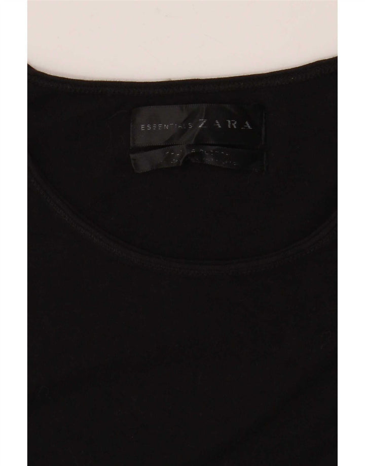 Zara Femme T-Shirt Top UK 14 Moyen Noir