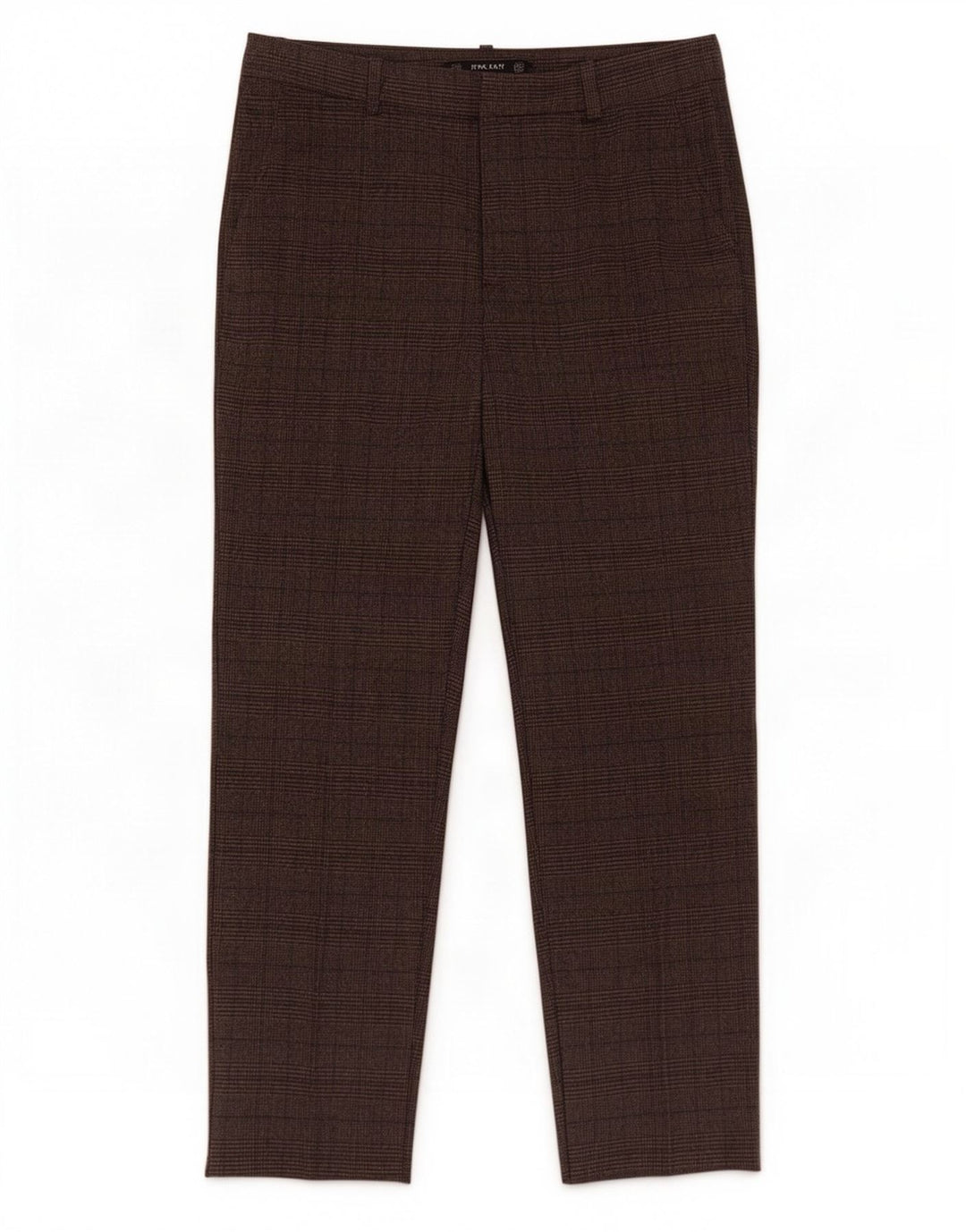 Zara Pantalon court femme Medium W28 L25 Marron Plaid Polyester