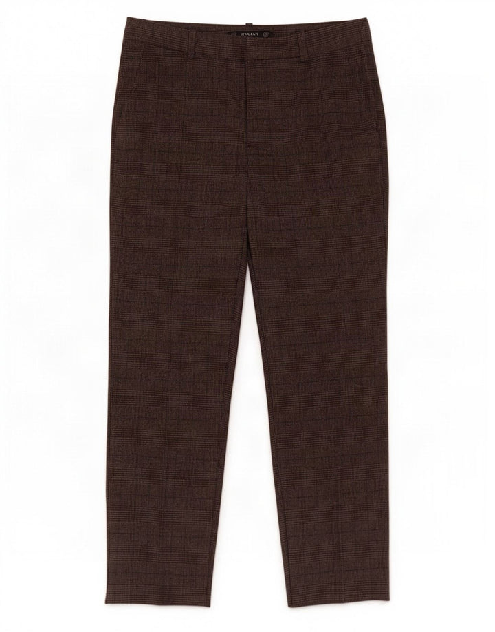 Zara Pantalon court femme Medium W28 L25 Marron Plaid Polyester