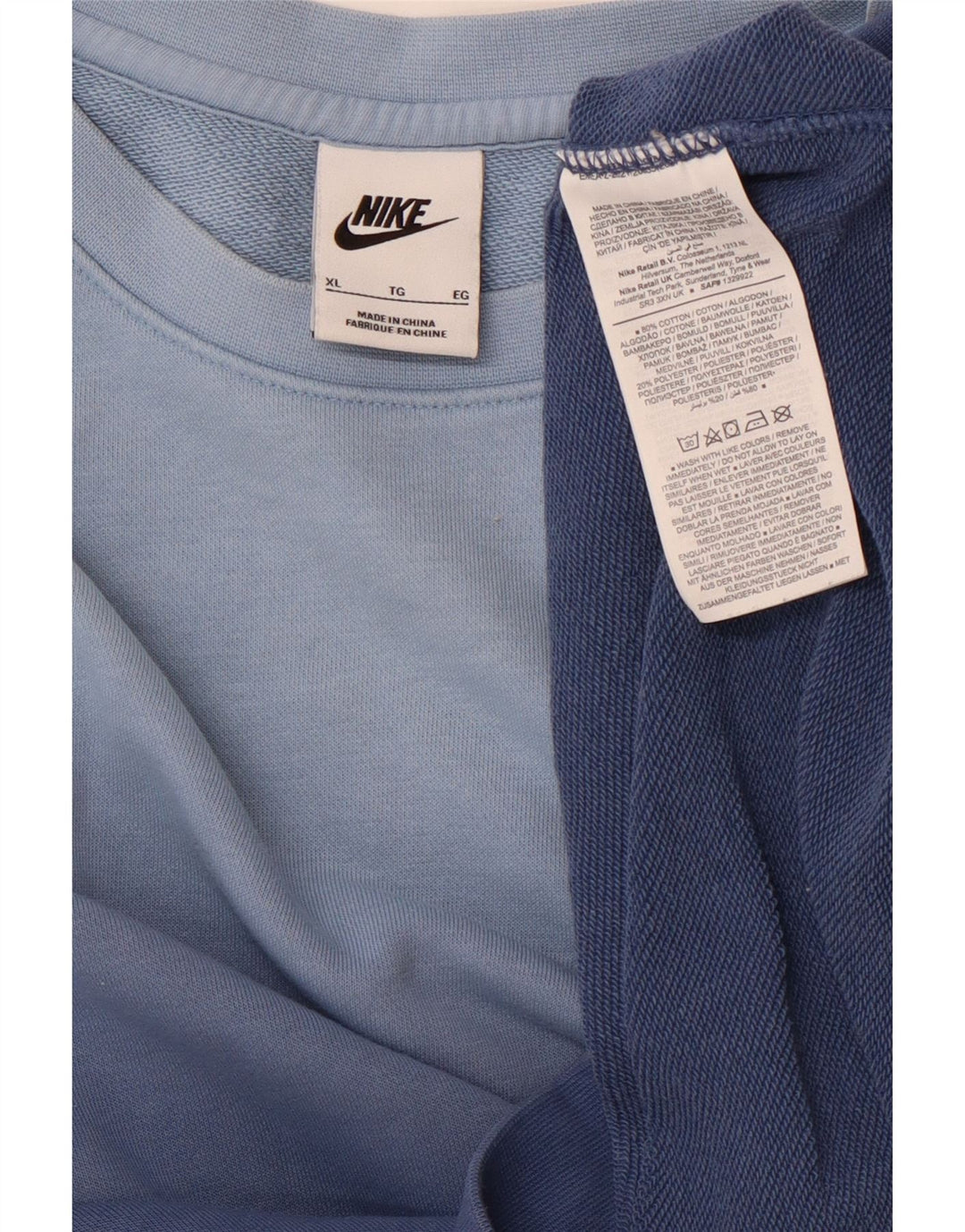 NIKE Sweat-shirt pour homme XL en coton color block bleu