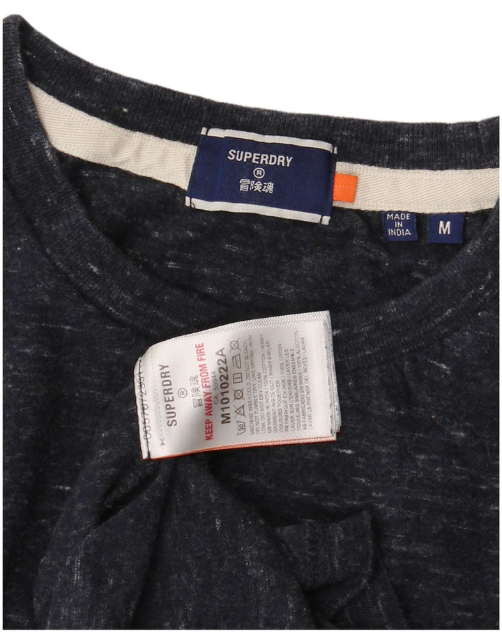SUPERDRY Homme T-Shirt Top Bleu Marine Moucheté Coton