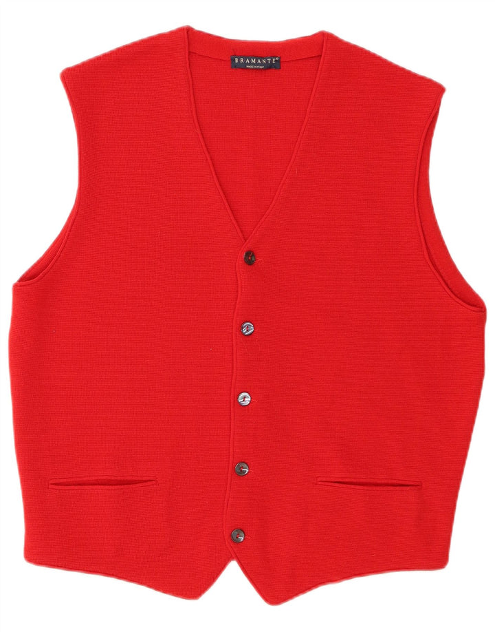 Bramante Gilet Homme Rouge Moyen Laine Mérinos