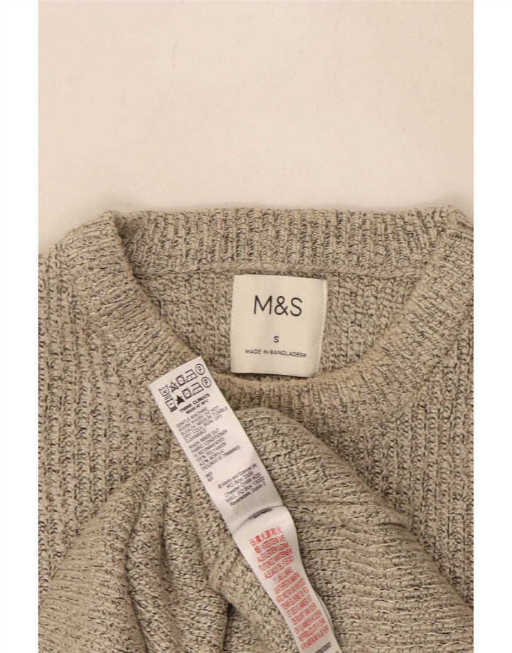 Marks & Spencer Pull à col rond pour homme Petit polyester moucheté beige