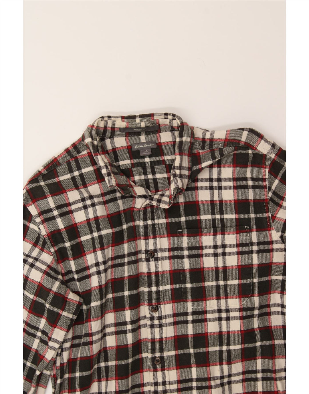 EDDIE BAUER Mens Relaxed Fit Flannel Shirt Small Black Check Cotton Vintage Eddie Bauer and Second-Hand Eddie Bauer from Messina Hembry 