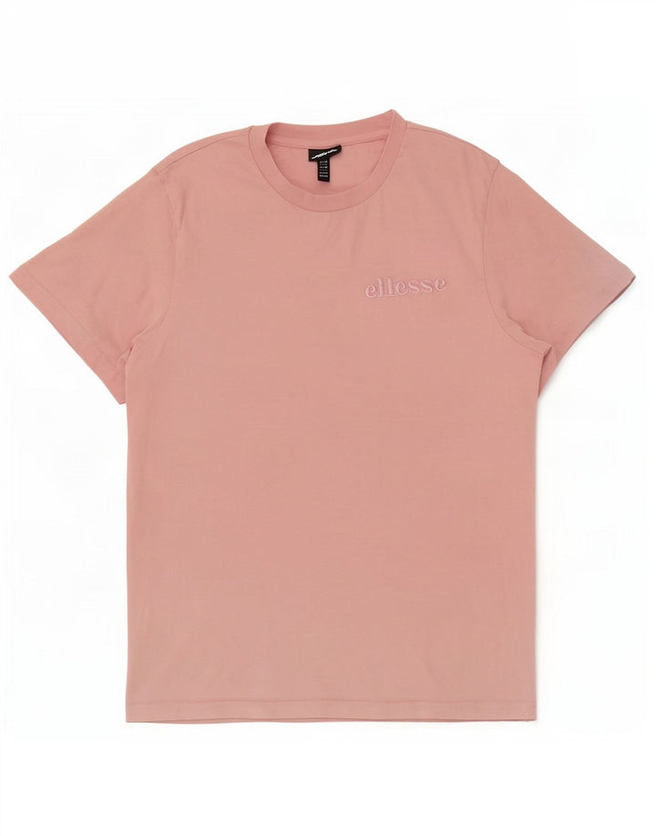 Ellesse Femme T-Shirt Top UK 14 Rose Moyen Coton