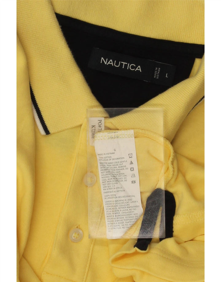 NAUTICA Mens Polo Shirt Large Yellow Cotton
