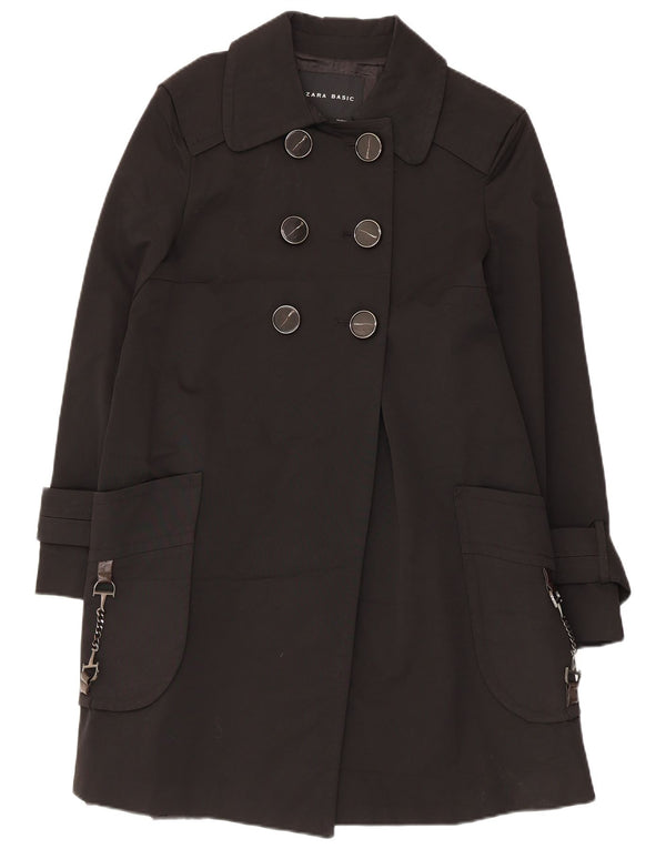 Zara Mens Trench Coat UK 40 Large Noir Coton