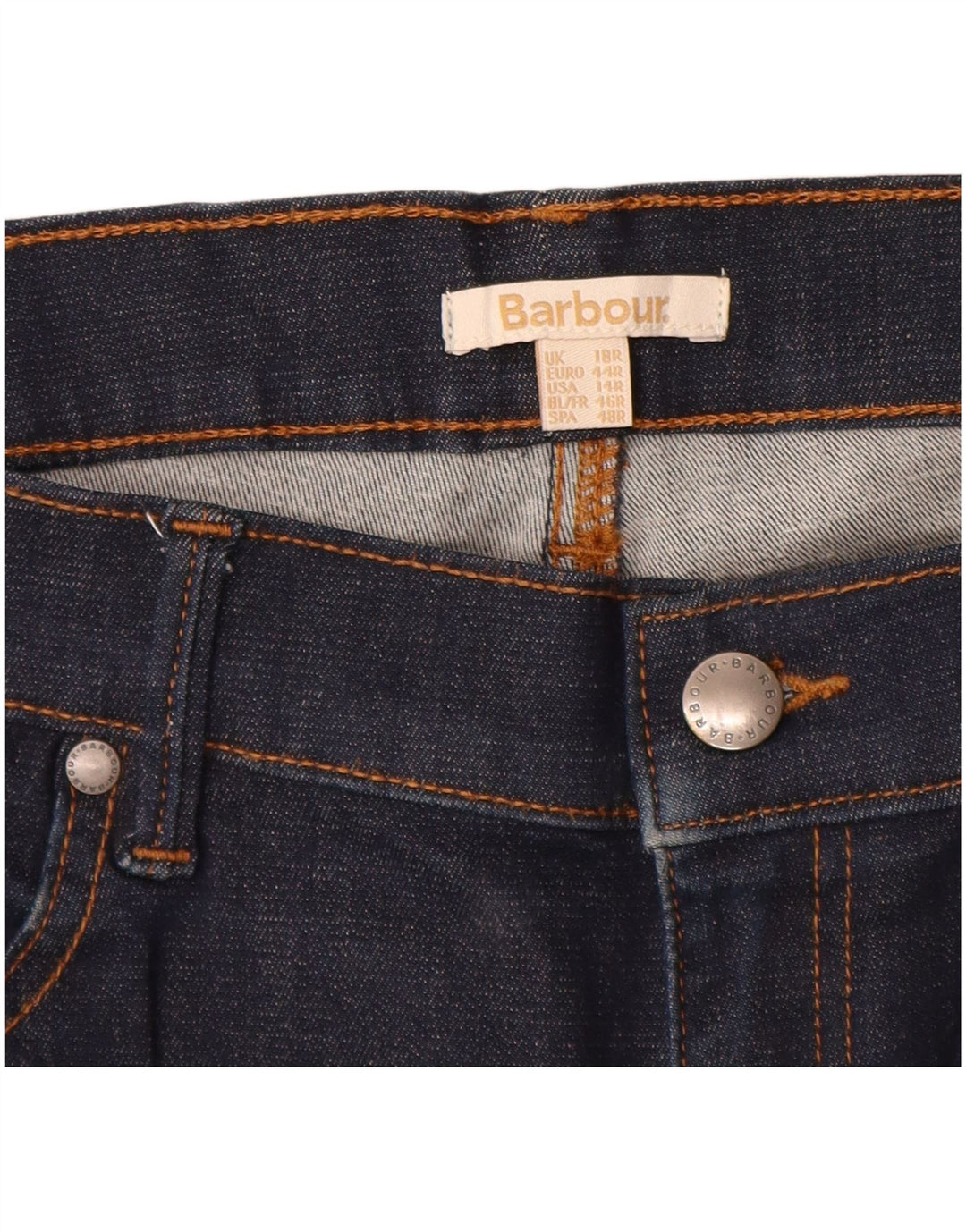 BARBOUR Jean droit pour femme UK 18 XL W34 L28 Bleu marine Coton