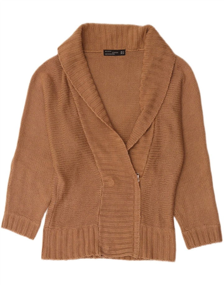 Zara Cardigan Femme Pull UK 14 Marron Moyen