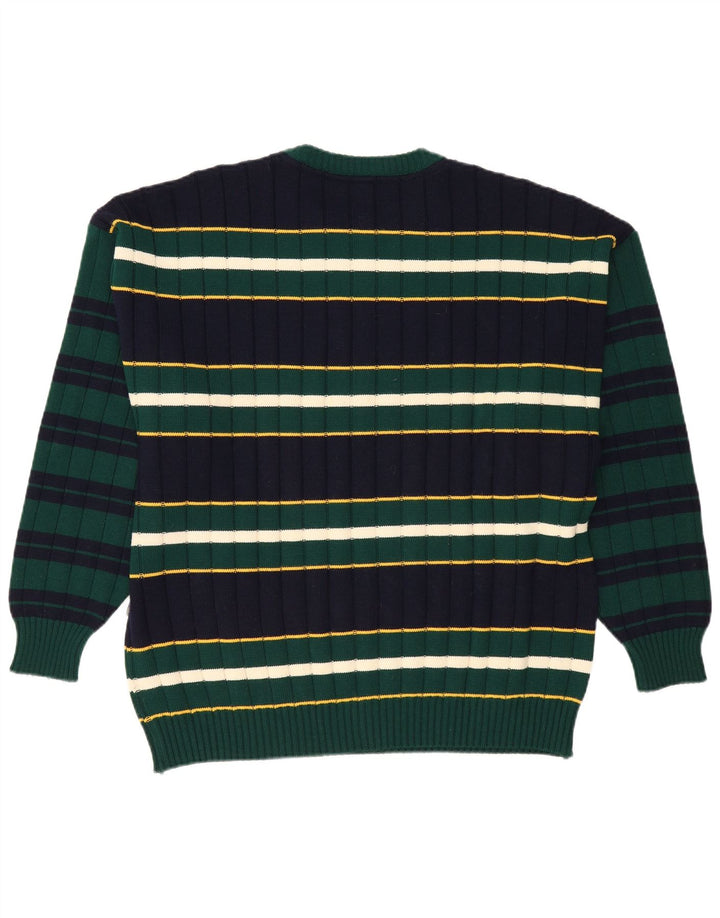 White Sails Pull à col rond pour homme 2XL Bleu marine rayé