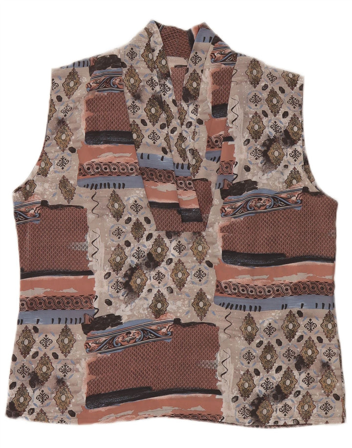 VINTAGE Womens Abstract Pattern Blouse Top UK 14 Medium Multicoloured
