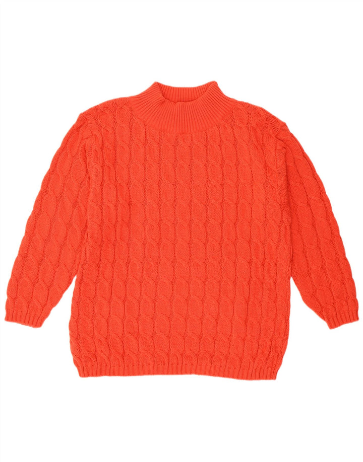 VINTAGE Femme Turtle Neck Jumper Pull UK 14 Laine Rouge Moyenne