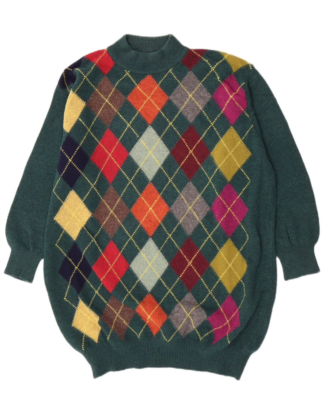 Benetton Pull surdimensionné à col roulé pour femme IT 48 XL Vert