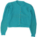 vintage Femmes Crop Cardigan Pull UK 14 Bleu Moyen