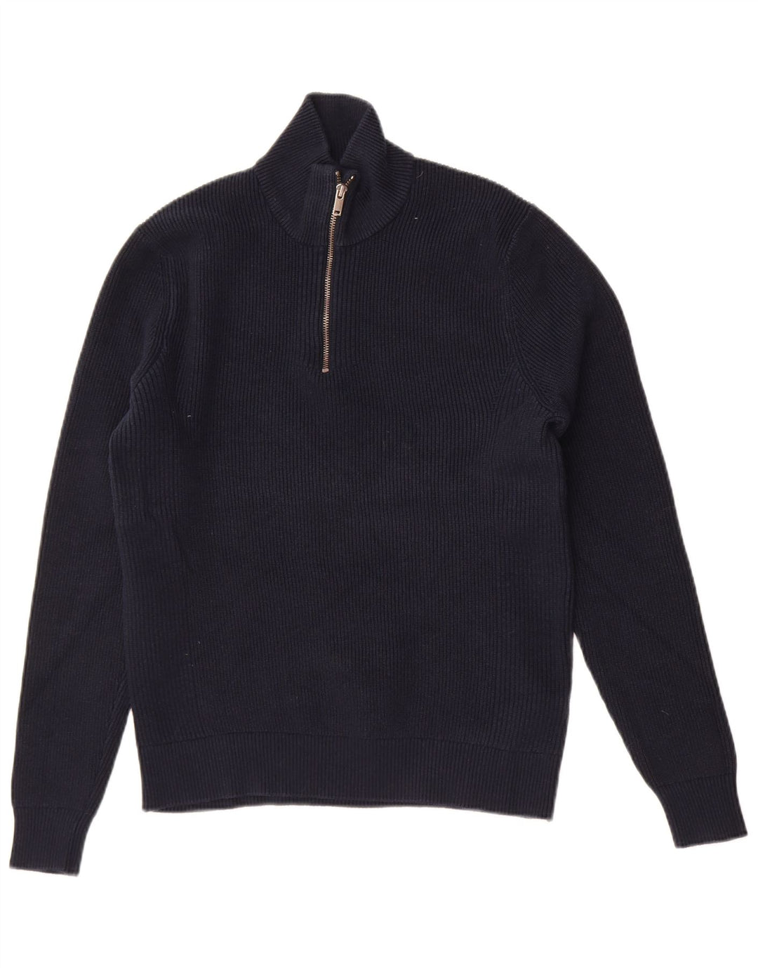 Marks & Spencer Pull à col zippé pour femme UK 14 Bleu marine moyen