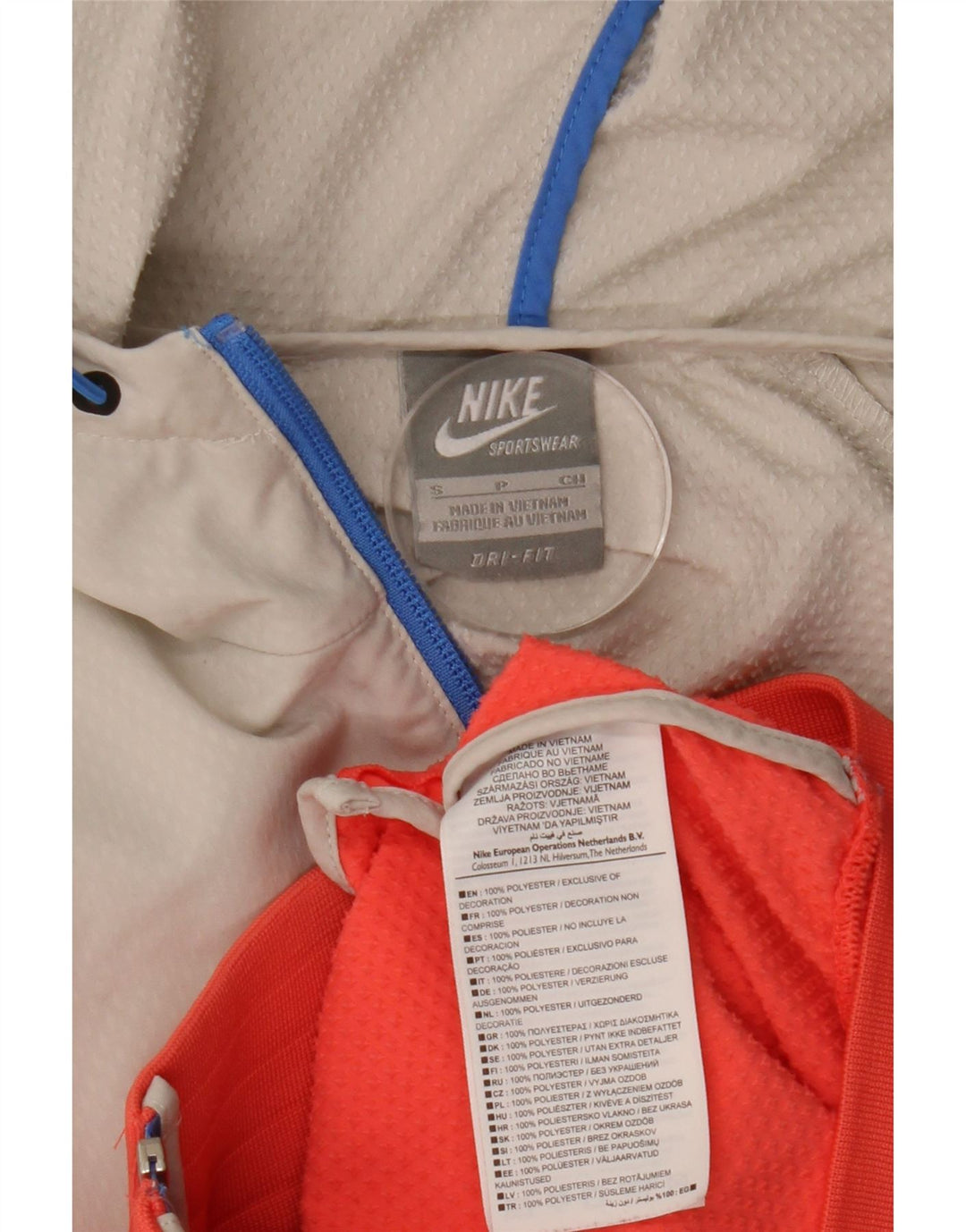 Nike Veste bomber à capuche pour femme UK 10 Petit coton color block orange