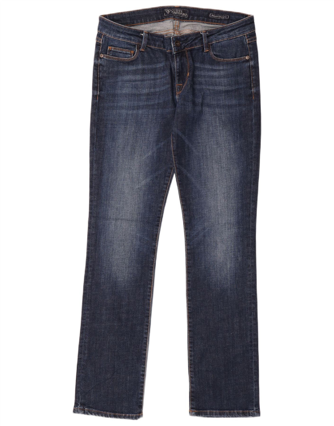 Guess Femme Starlet Jean Droit W30 L32 Bleu Coton