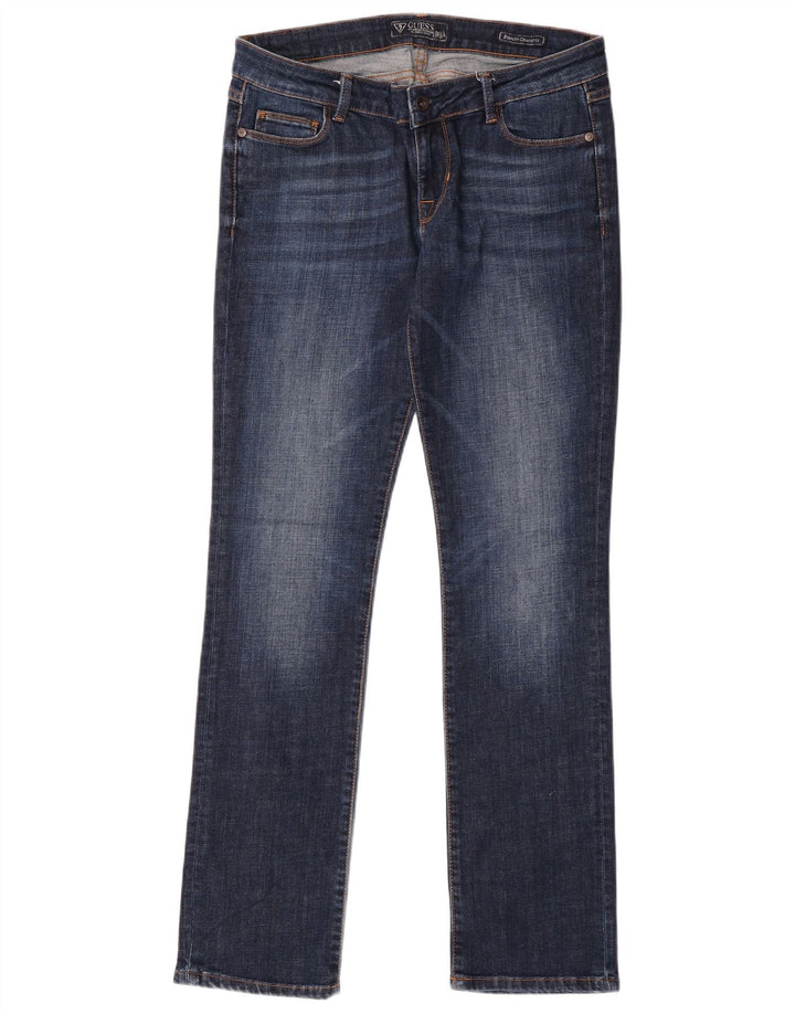 Guess Femme Starlet Jean Droit W30 L32 Bleu Coton