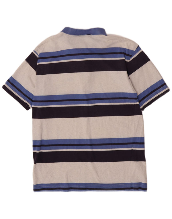 Fila Polo à manches courtes pour hommes, coupe régulière, petit coton rayé bleu