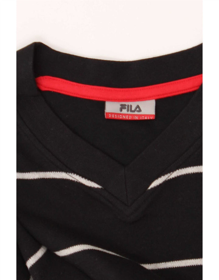 Fila Homme Regular Top Manches Longues Coton Rayé Noir Moyen