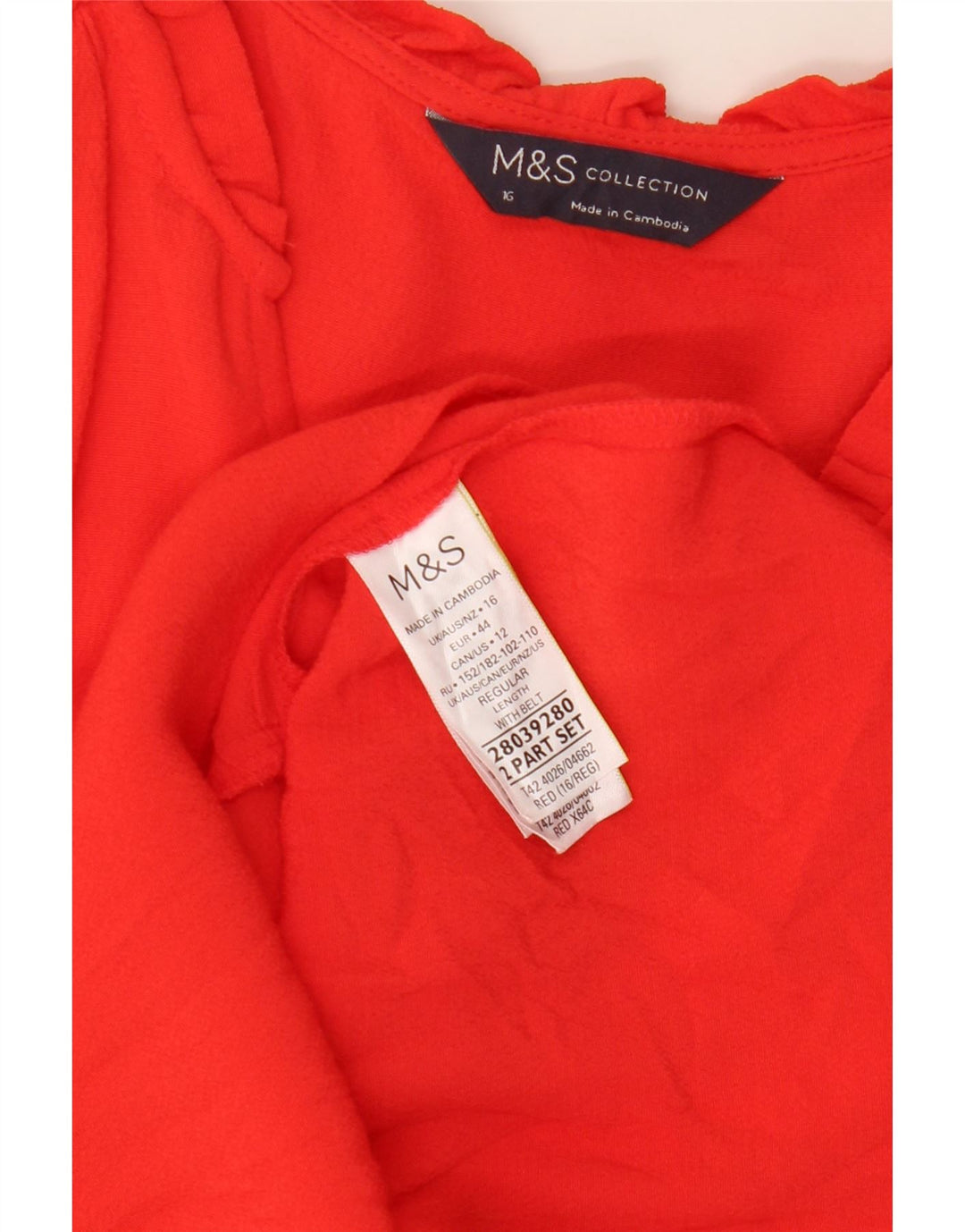 Marks & Spencer Robe droite surdimensionnée à manches longues pour femme UK 16 Large Rouge
