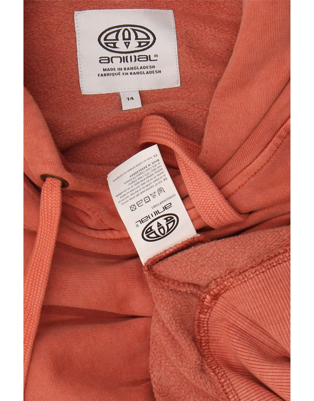 ANIMAL Pull à capuche surdimensionné graphique pour femme UK 14 Grand coton rose