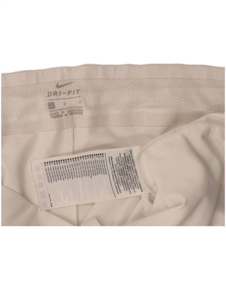 Nike Short de sport Dri Fit pour femme UK 16 Large Blanc Polyester