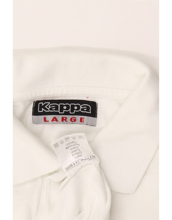 KAPPA Mens Polo Shirt Large White Cotton Vintage Kappa and Second-Hand Kappa from Messina Hembry 