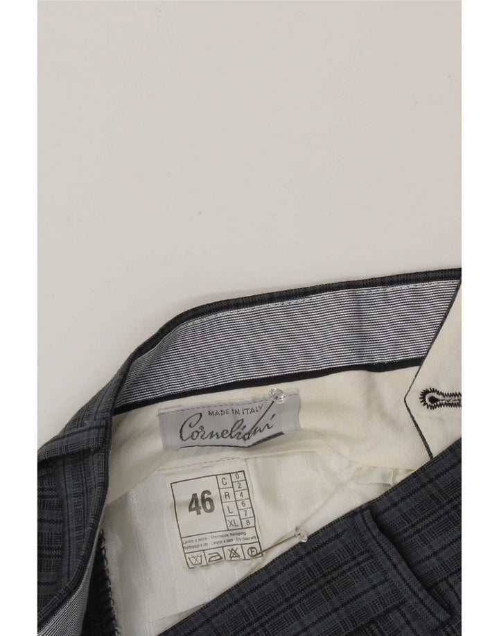 Corneliani Pantalon de costume pour homme IT 46 Small W30 L30 Bleu à carreaux
