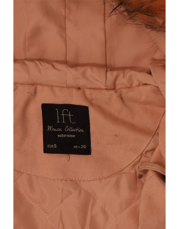 Lefties Veste Parka surdimensionnée à capuche pour femme UK 10 Petit coton rose