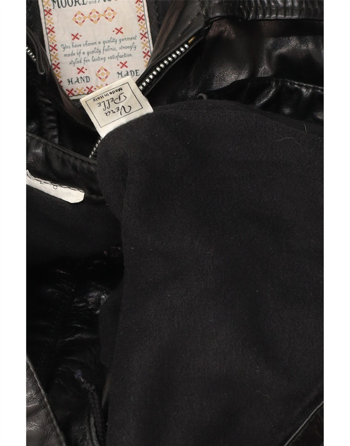 MORE & MORE Manteau en cuir pour homme UK 40 Grand cuir noir