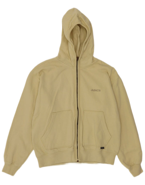 Asics Pull à capuche zippé surdimensionné pour femme UK 10 Petit coton jaune
