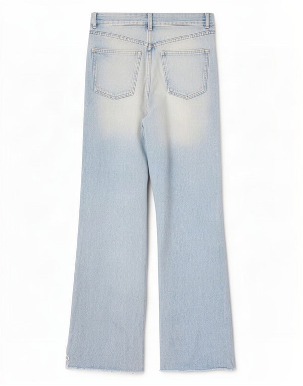 Zara Jean taille haute à jambe large pour femme EU 38 Small W28 L33 Bleu Coton