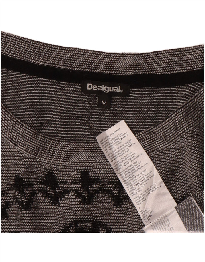 Desigual Haut graphique à manches longues pour femme UK 14 Gris moyen Paisley