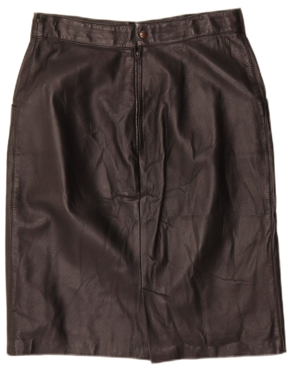 jupe en cuir femme vintage IT 44 Medium W28 Cuir géométrique noir