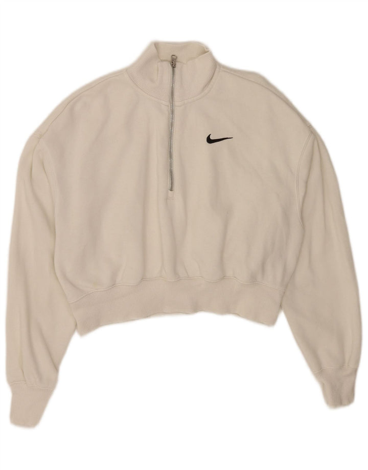 Nike Sweat-shirt surdimensionné à col zippé pour femme UK 10 Petit Blanc