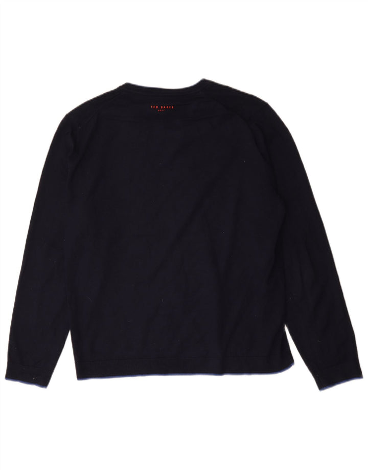 Ted Baker Pull col V pour homme Taille 4 Large Bleu marine