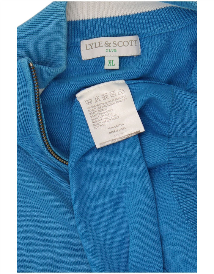 Lyle & Scott Pull à col zippé pour homme XL Bleu Coton